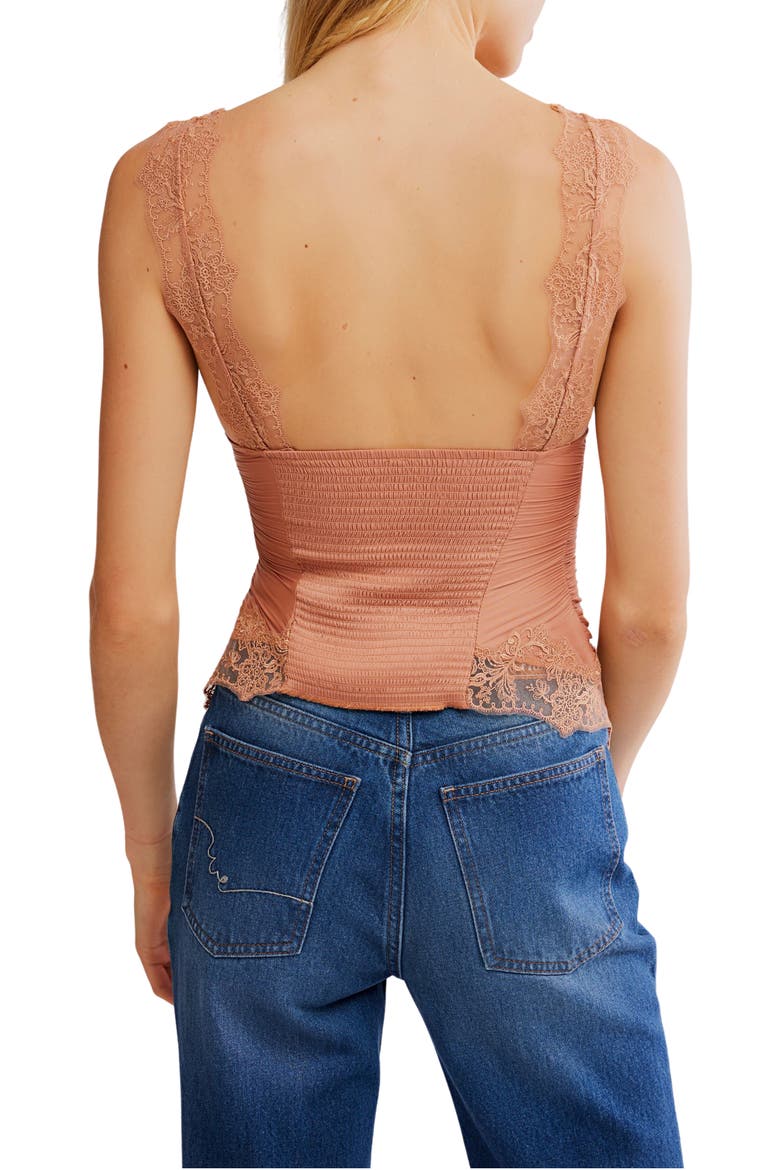Elena Lace Trim Satin Tank Top, Alternate, color, PEACHED COPPER