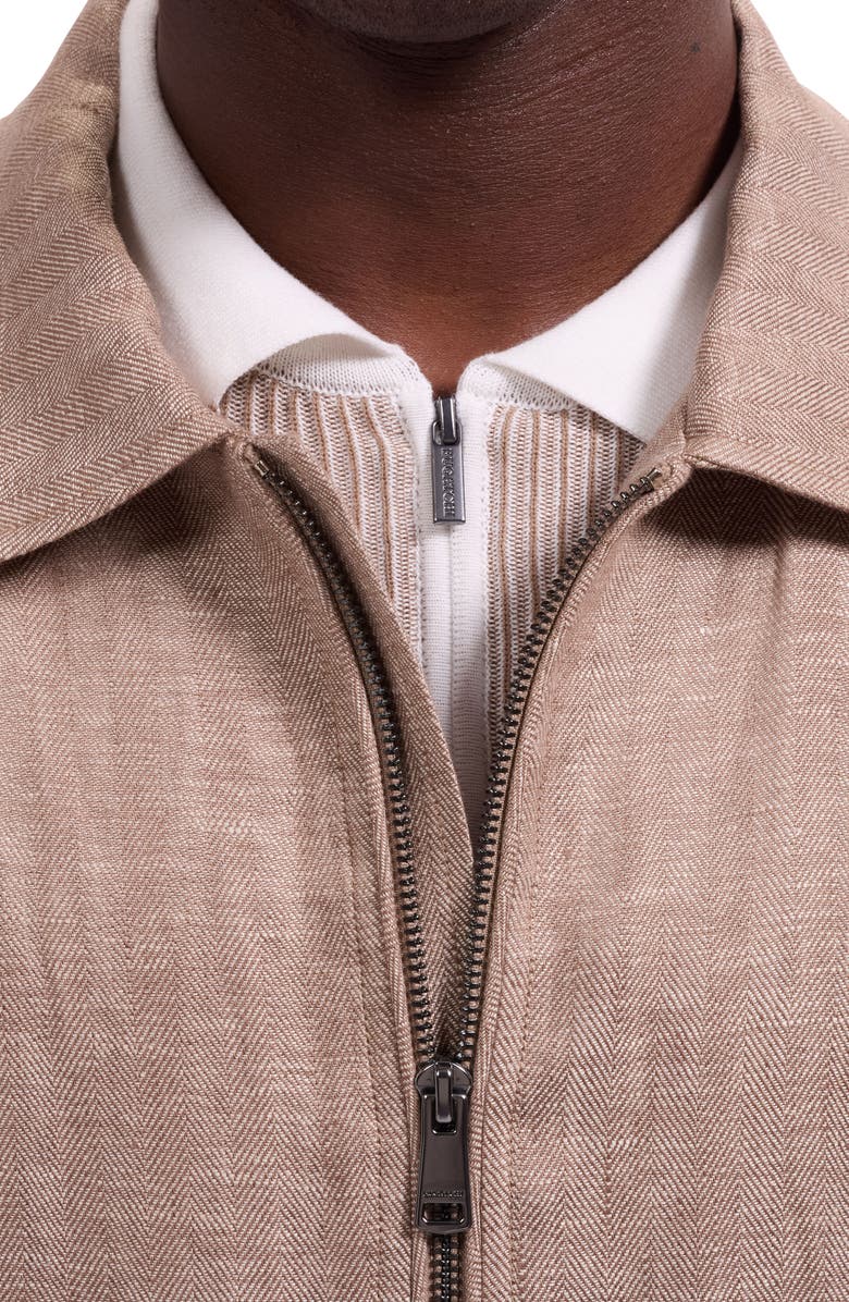 Bugatchi Linen Bomber Jacket, Alternate, color, Tobacco