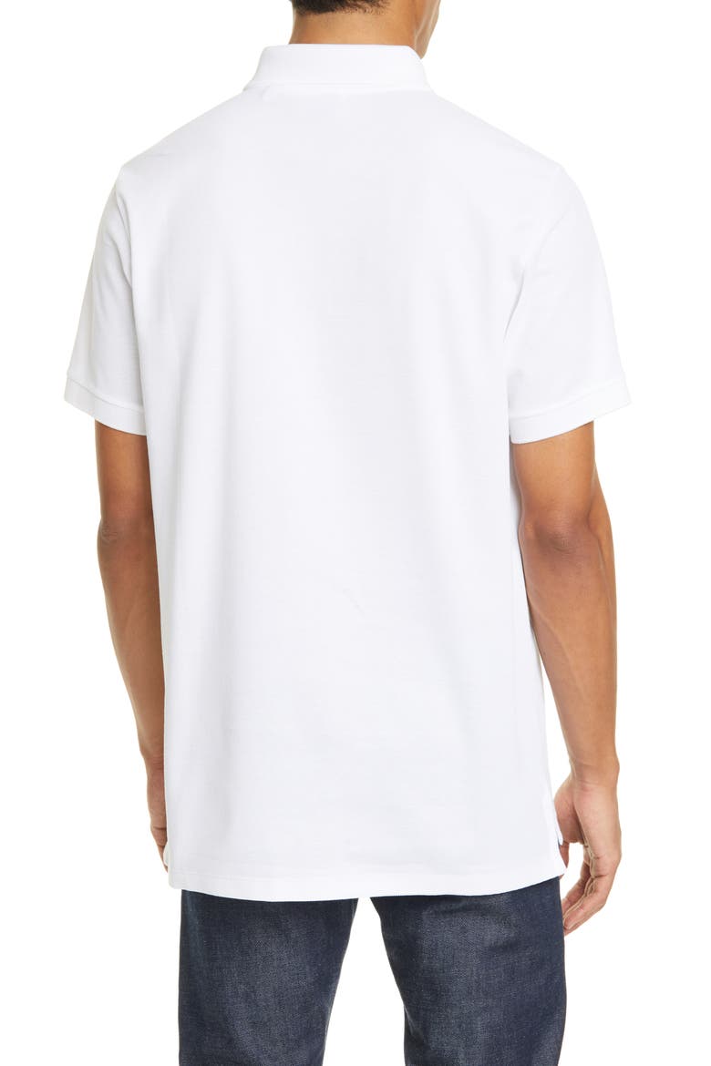 Somerville Leopard Stripe Short Sleeve Piqué Polo, Alternate, color, WHITE