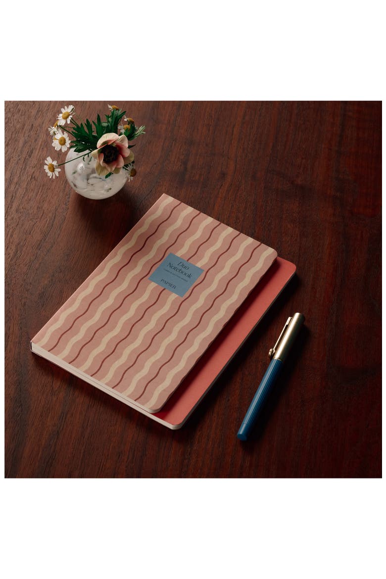 Pink Waves Notebook, Alternate, color, LIGHT/ PASTEL RED