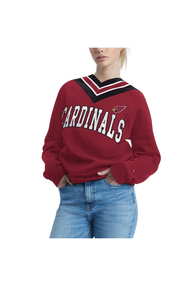 Women's Tommy Hilfiger Cardinal Arizona Cardinals Heidi V-Neck Pullover Sweatshirt, Alternate, color, Cardinal