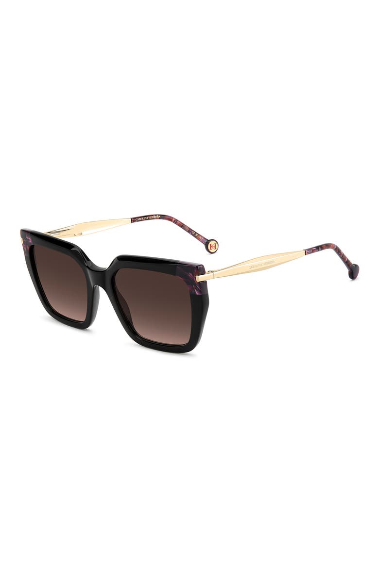 55mm Rectangular Sunglasses, Alternate, color, BLACK PINK/ BROWN