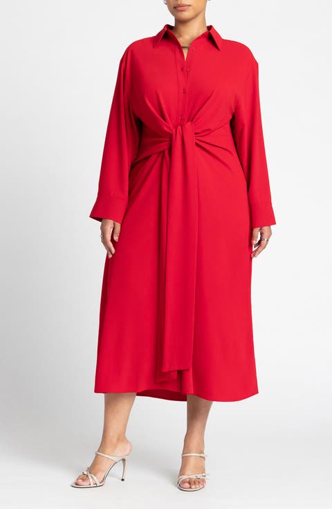 Tie Front Oversized Shirt Dress