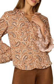 Wit & Wisdom Ruffle Print Top