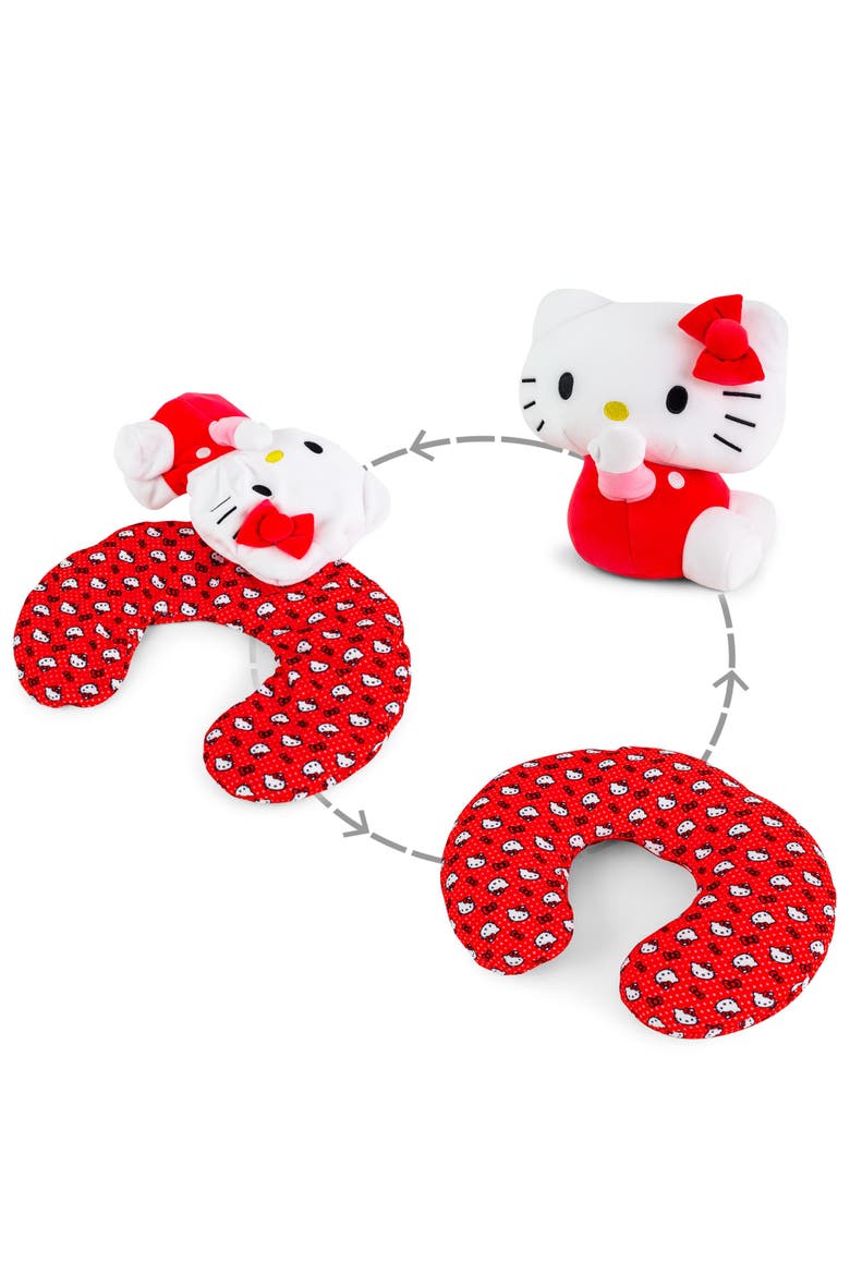 Sanrio Hello Kitty Reversible Neck Roll Pillow and Plush Toy, Main, color, Red