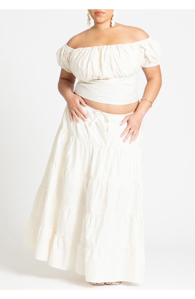 ELOQUII Shirred Maiden Top, Alternate, color, Tofu