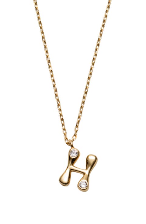 Cubic Zirconia Bubble Initial Necklace