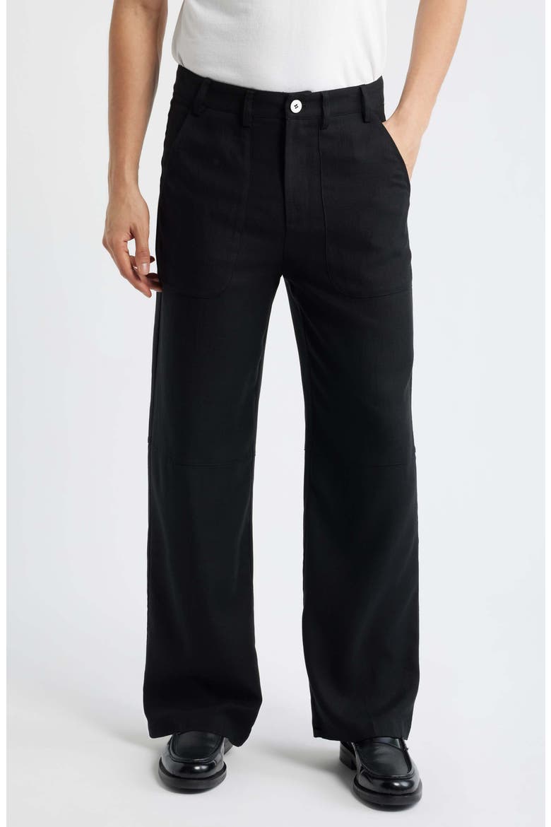 Elliot Relaxed Fit Wide Leg Pants, Main, color, BLACK