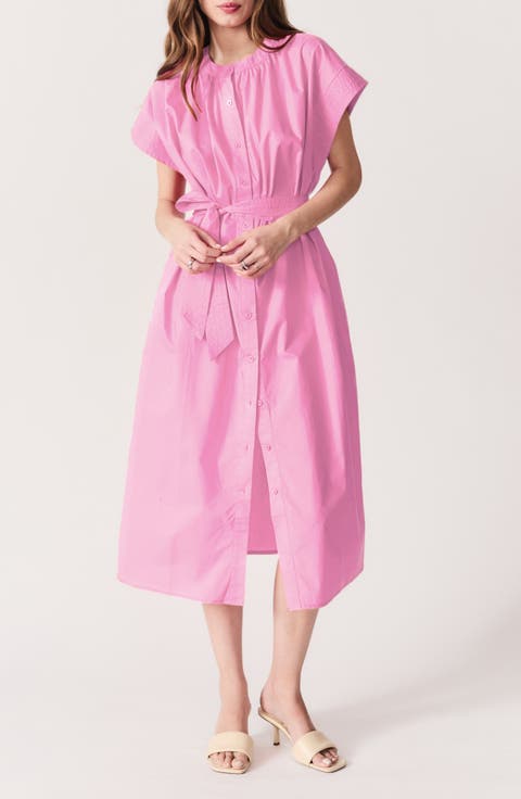 Cancela Cap Sleeve Cotton Poplin Shirtdress