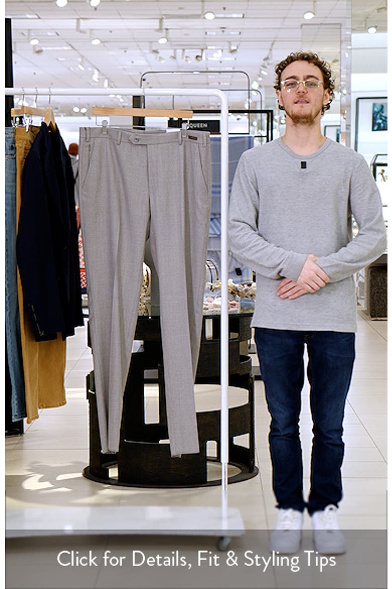 Light Grey Flat Front Stretch Wool Suit Pants video
