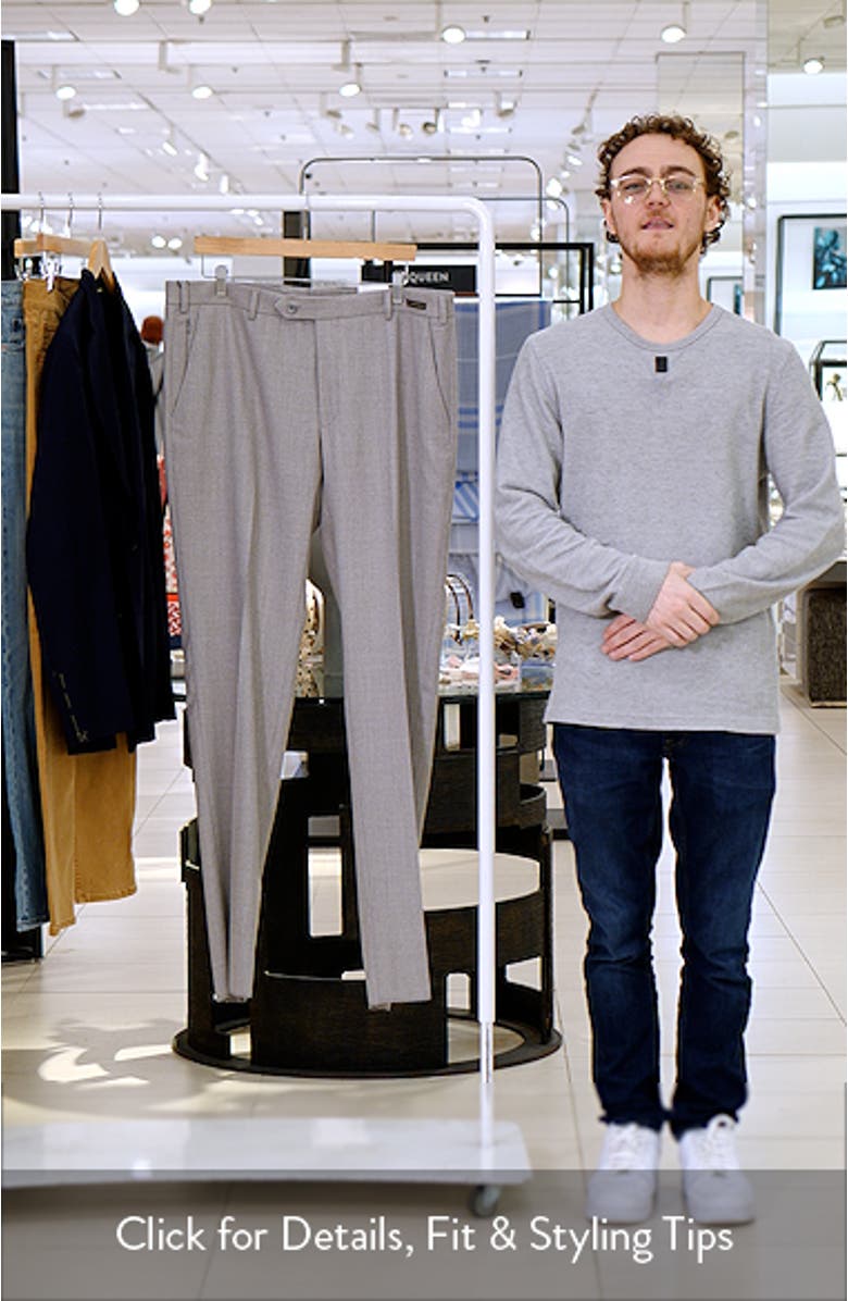 Light Grey Flat Front Stretch Wool Suit Pants, sales video thumbnail