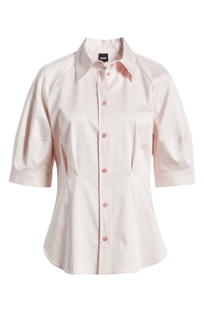 BOSS Belaurena Puff Elbow Sleeve Button-Up Shirt, Alternate, color, Crystal