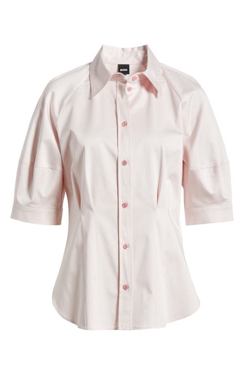 Hugo Boss Boss Belaurena Puff Elbow Sleeve Button-up Shirt In Pink