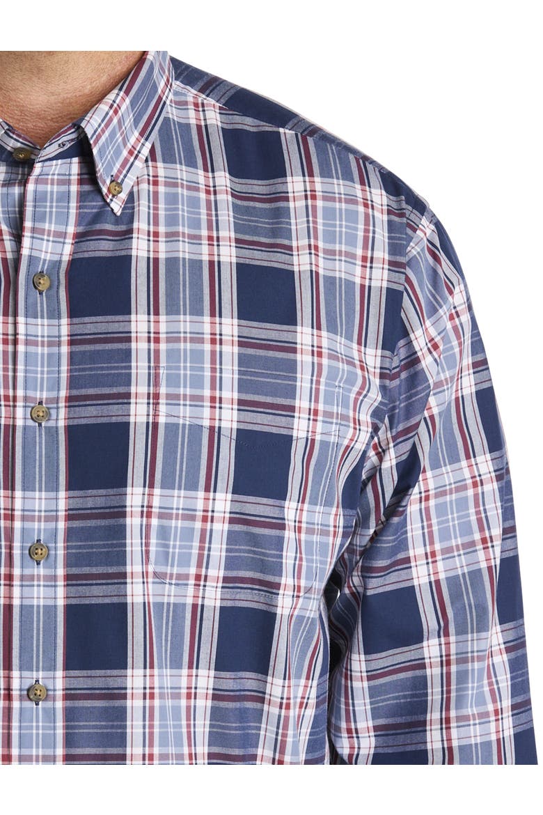 Big & Tall Easy-Care Large Plaid Sport Shirt, Alternate, color, BLUE