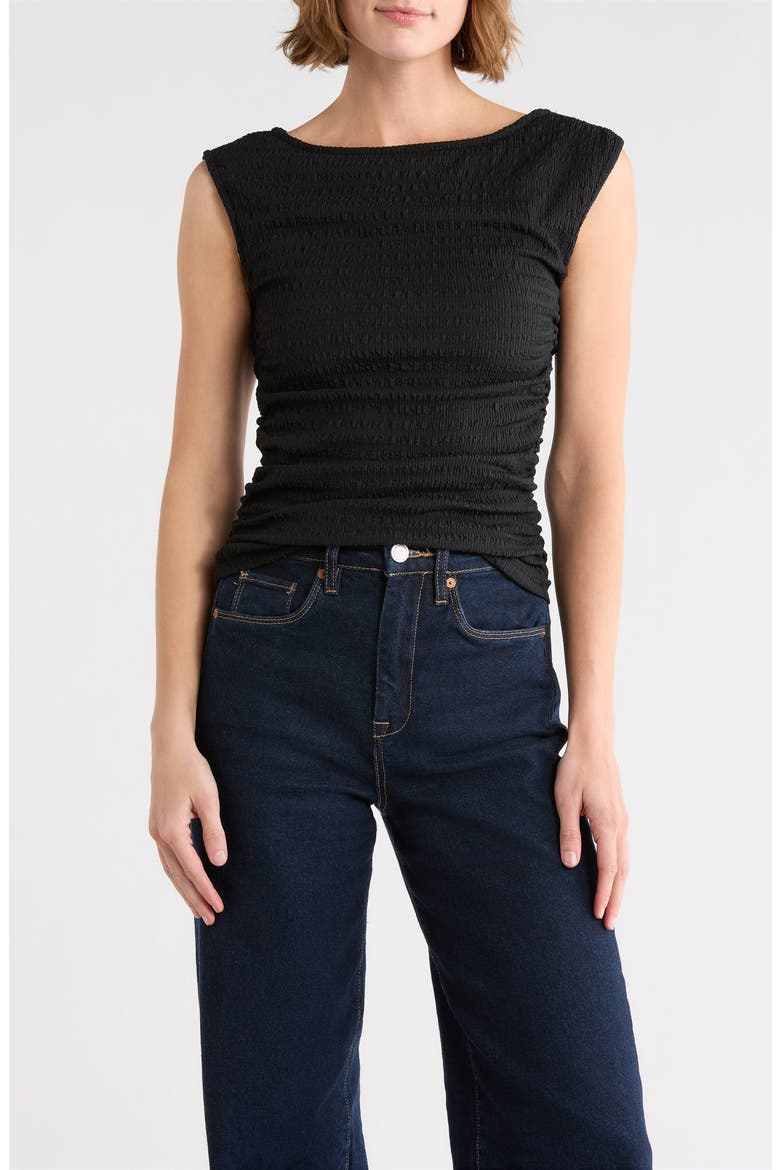 Textured Boatneck Tank, Main, color, BLACK