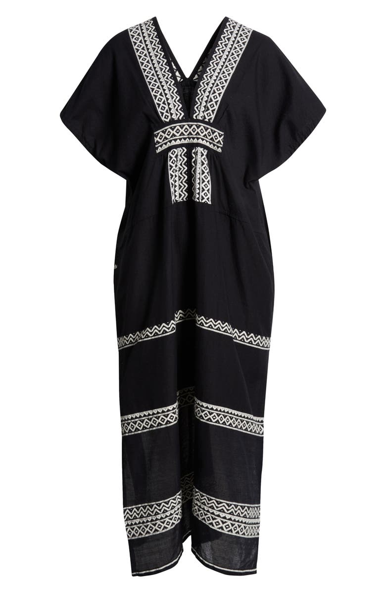 lemlem Gasira V-Neck Cotton Cover-Up Caftan, Alternate, color,