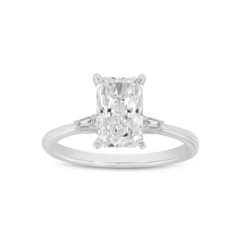 Kenza 14K White Gold Radiant Cut Lab Grown Diamond Three Stone Engagement Ring - 2.05 Ct