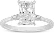 LuvMyJewelry Kenza 14K White Gold Radiant Cut Lab Grown Diamond Three Stone Engagement Ring - 2.05 Ct