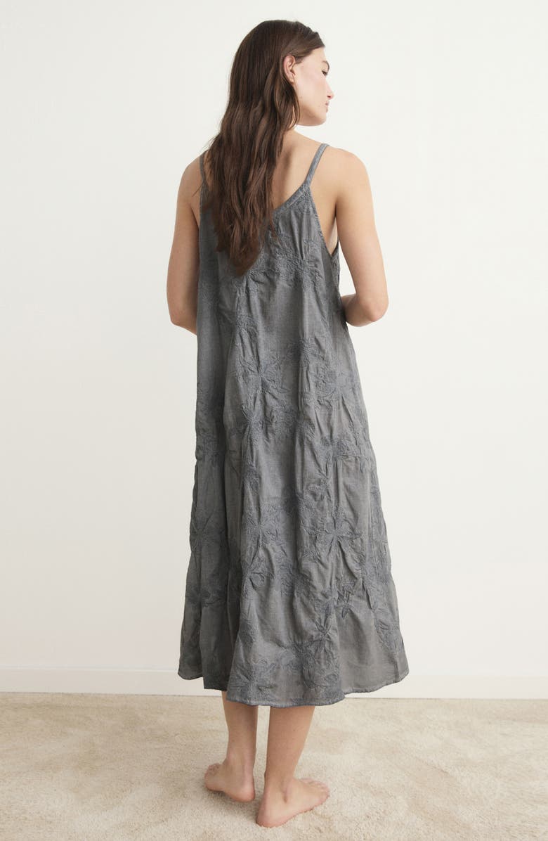 MANGO Overdyed Embroidered Cotton Nightgown, Alternate, color, Medium Grey