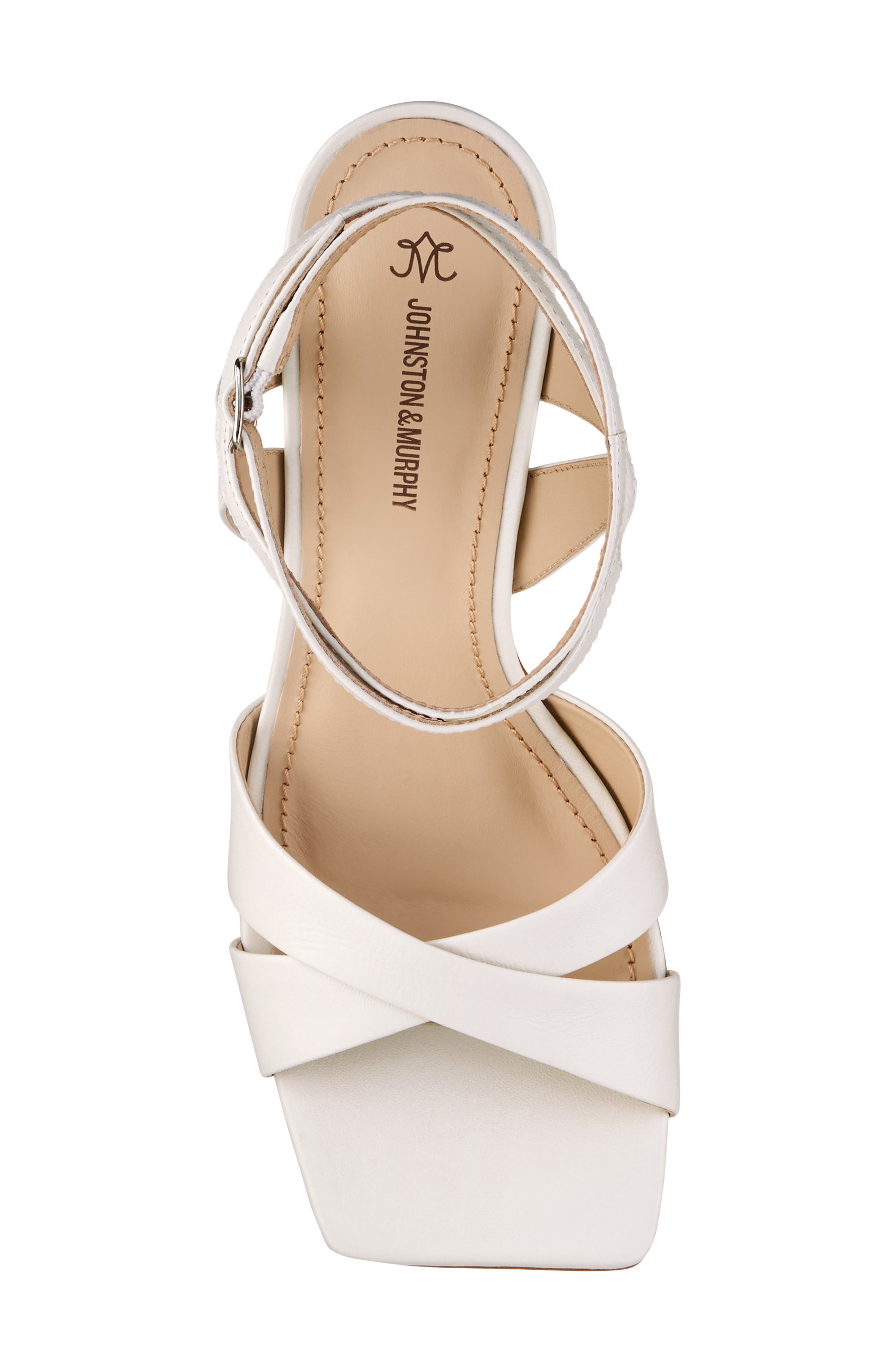 Johnston & Murphy Christine Ankle Strap Sandal, Alternate, color, White Glove Leather