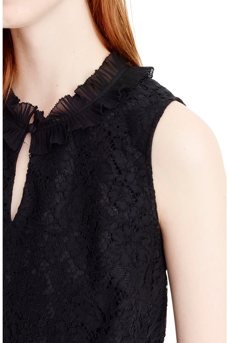 Lace Ruffle Neck Top, Alternate, color, BLACK