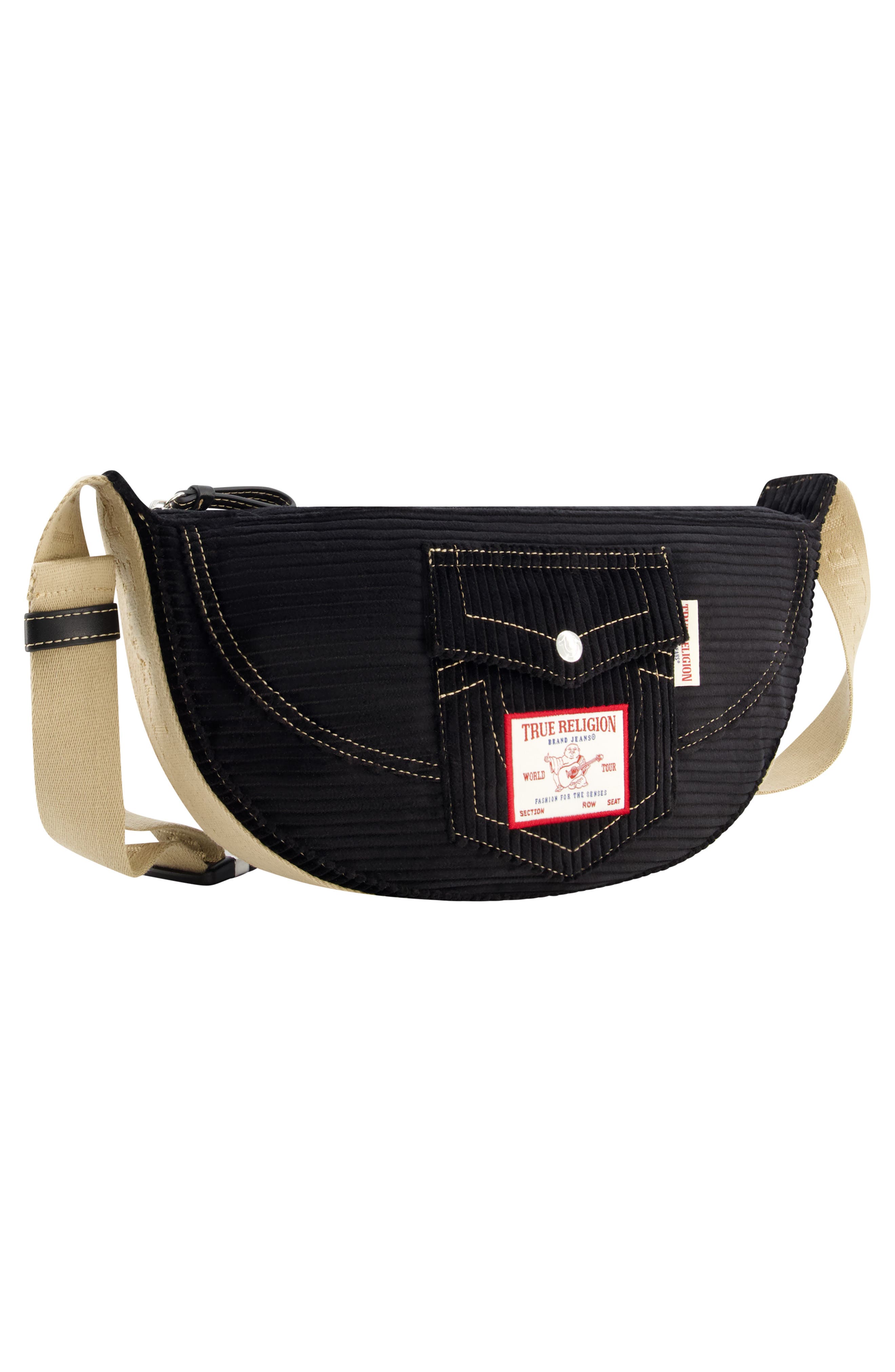 True Religion Corduroy Crossbody Bag, Alternate, color, Black