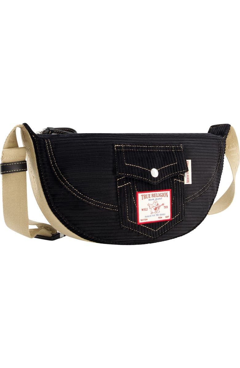 True Religion Corduroy Crossbody Bag, Alternate, color, Black