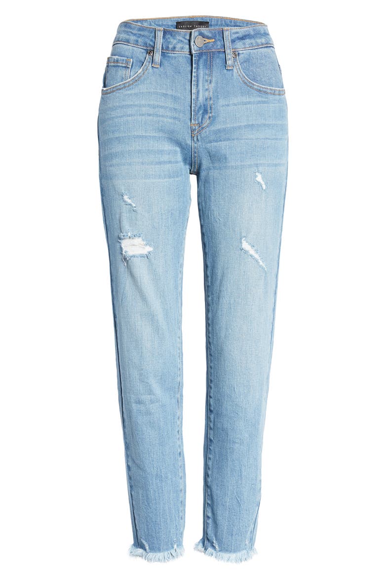 Raw Hem Skinny Jeans, Alternate, color, DENIM
