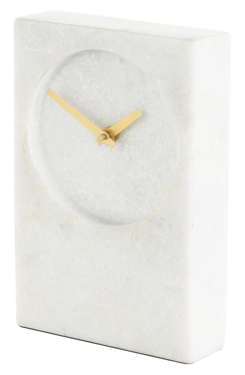 VIVIAN LUNE HOME White Marble Clock, Alternate, color, White