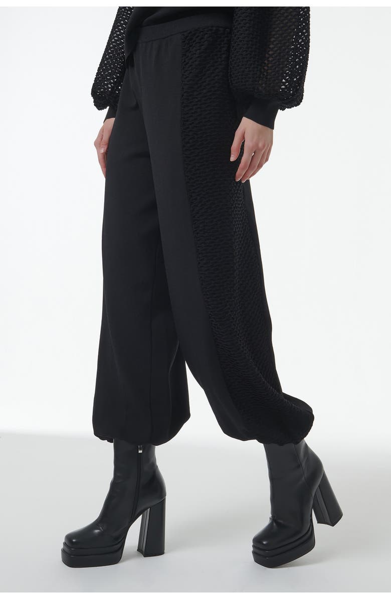 Leem Mesh Detail Knit Trousers, Alternate, color, Black