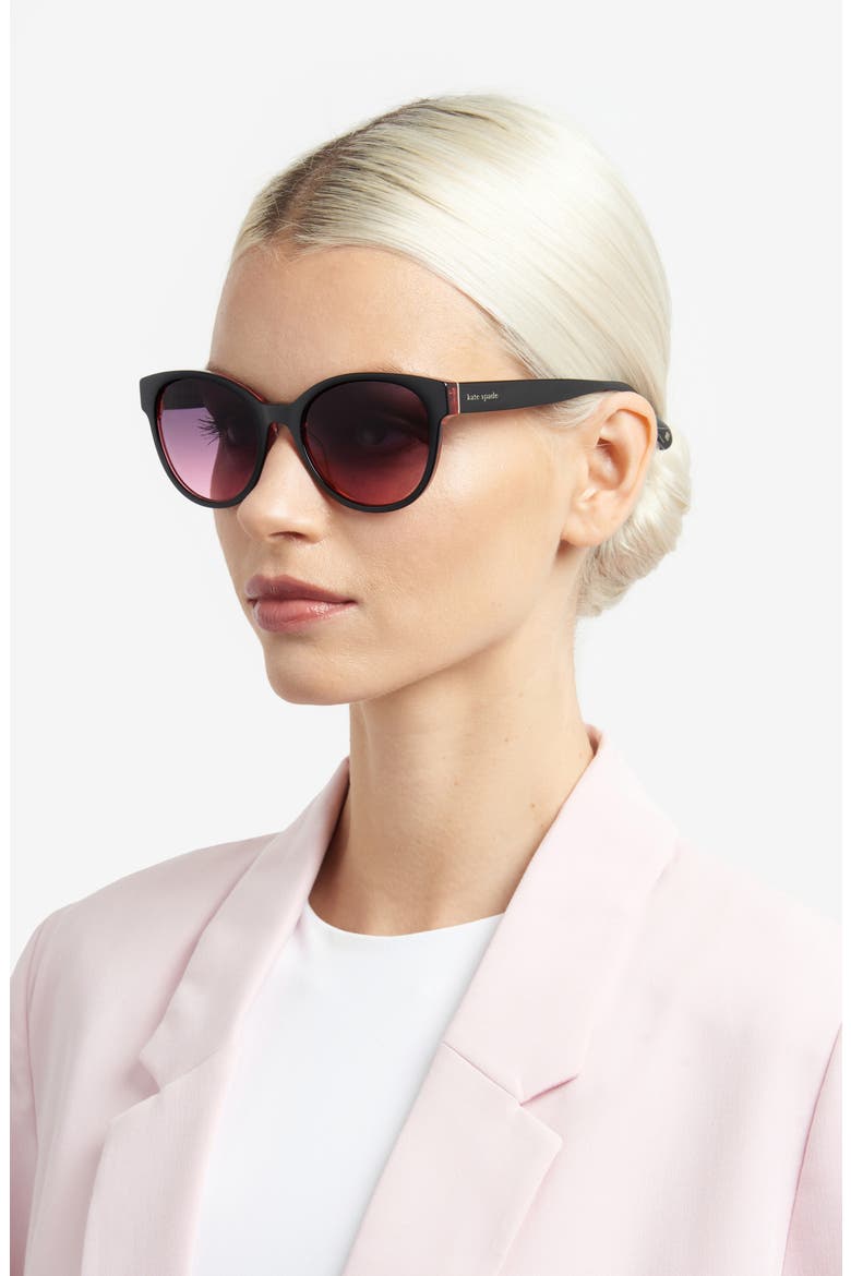 Nathalie 55mm Round Sunglasses, Alternate, color, BLACK