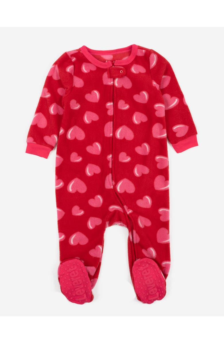 Leveret Footed Fleece Printed Matching Family Holiday Pajamas, Main, color, Heart