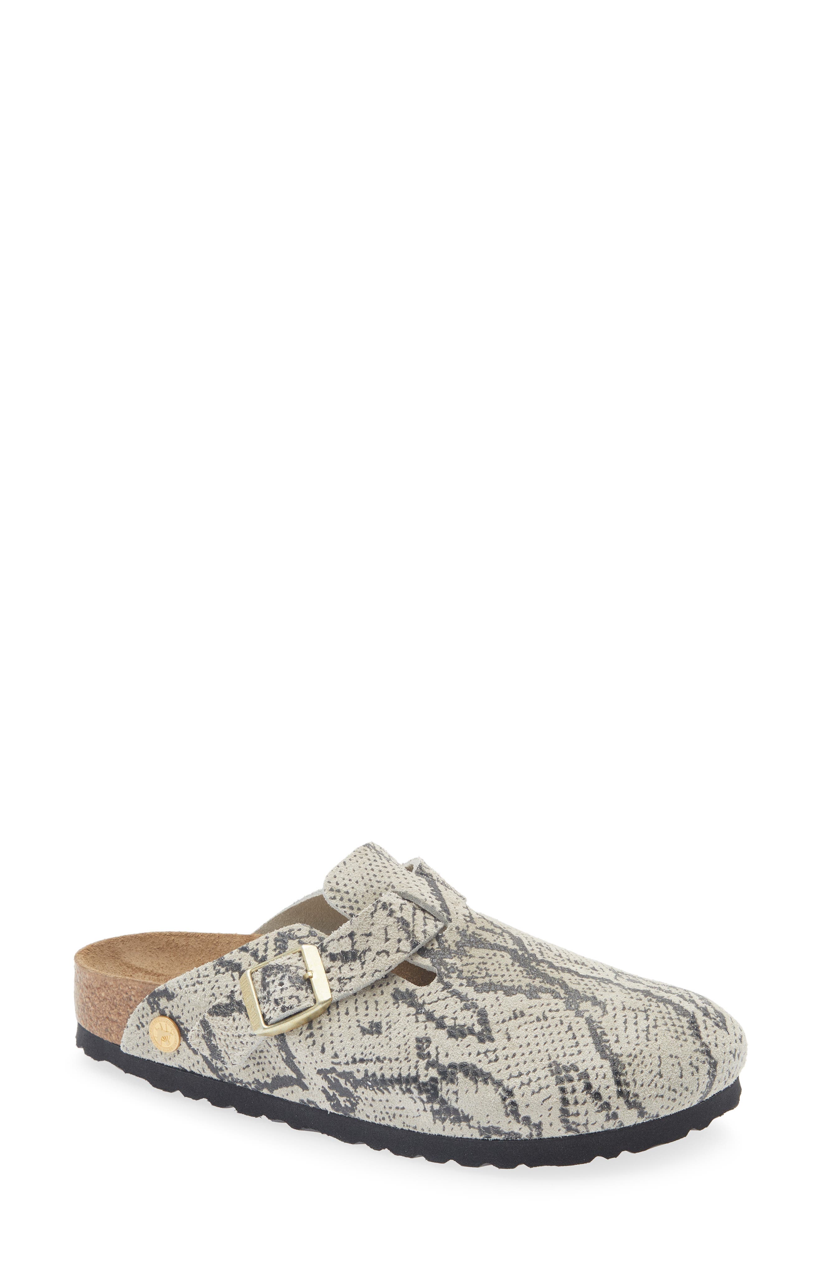 Boston Printed Leather Clog, Main, color, OYSTER