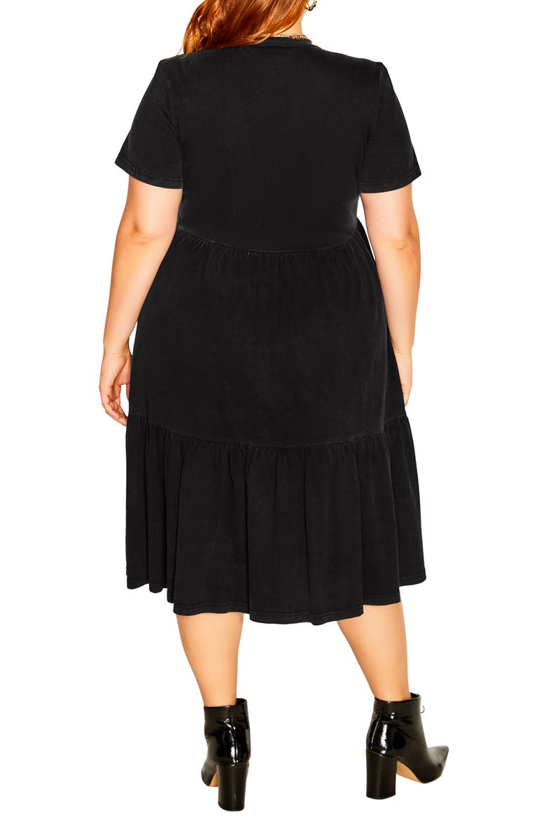 Retro Roller Midi T-Shirt Dress, Alternate, color, BLACK