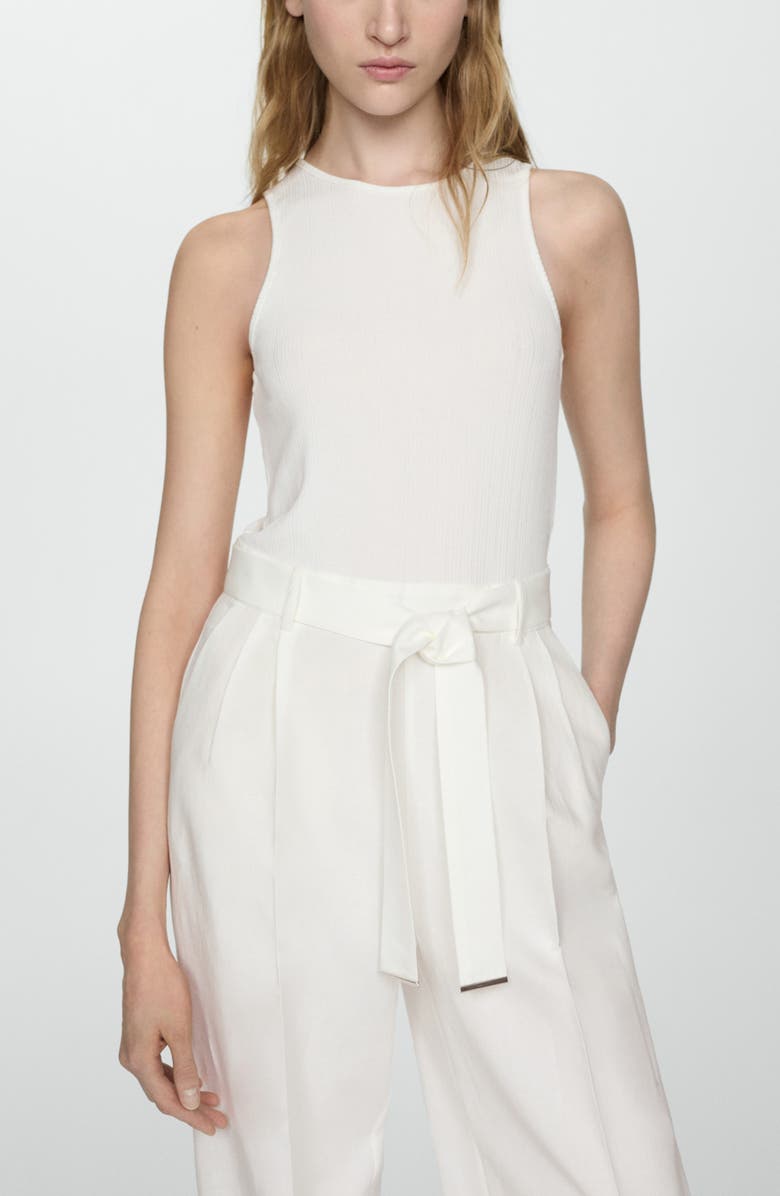 MANGO Sleeveless Belted Jumpsuit, Alternate, color, 