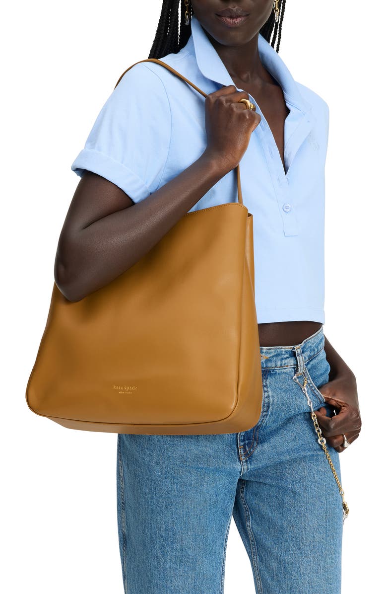 Kate Spade New York large grace leather shoulder bag, Alternate, color, Curry