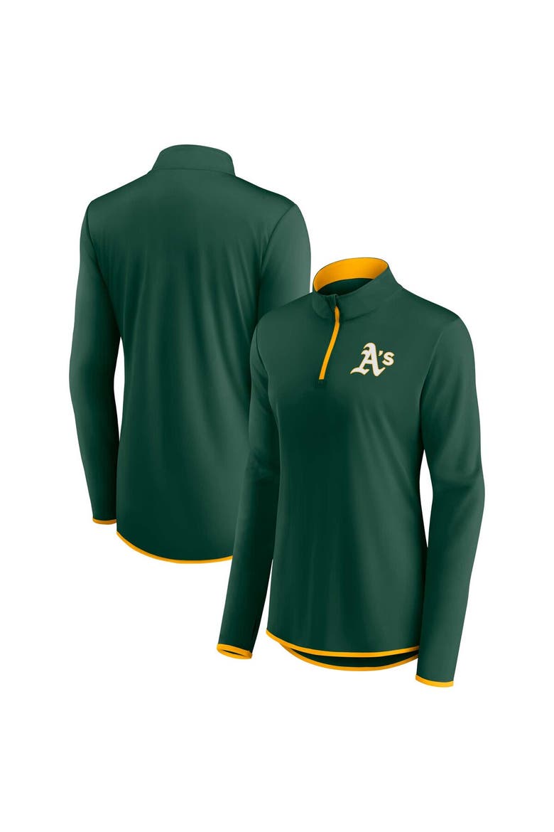 Women's Fanatics Branded Green Oakland Athletics Corner Quarter-Zip Top, Alternate, color, Green