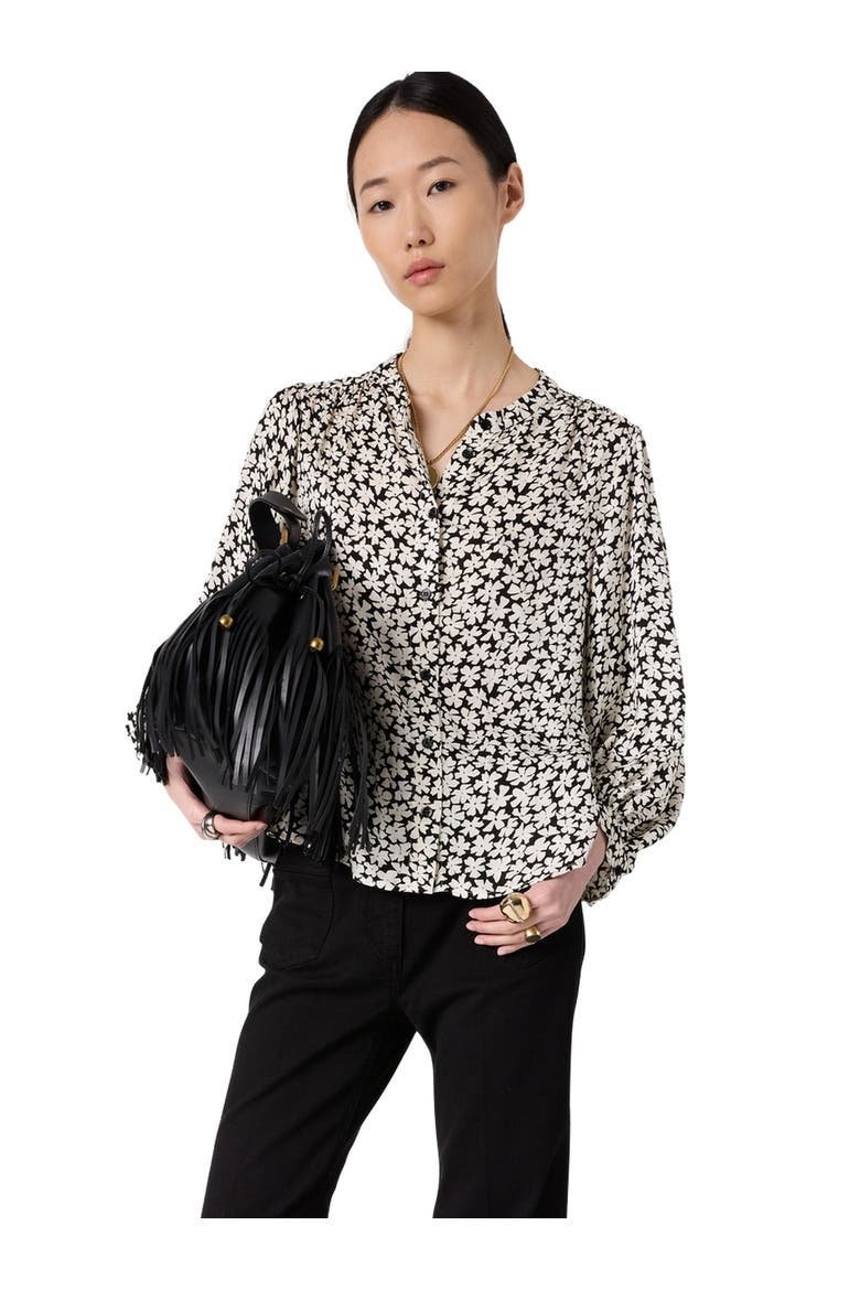 Céonie Floral Print Shirt, Main, color, Black