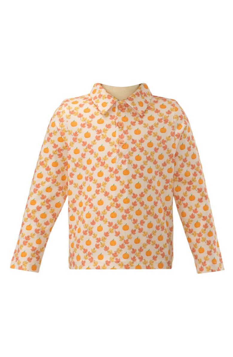 Rachel Riley Pumpkin Check Polo Shirt, Main, color, Orange