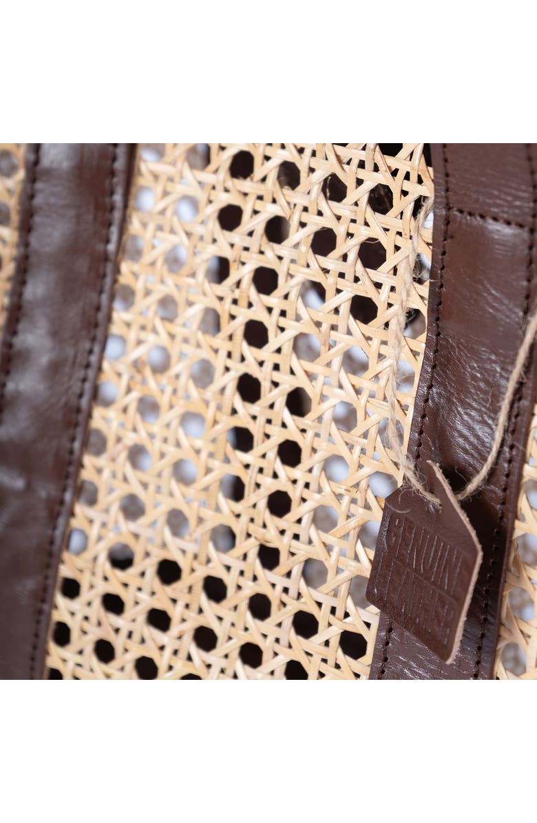 Jelavu Sandi Rattan & Leather Tote Bag, Alternate, color, Chocolate