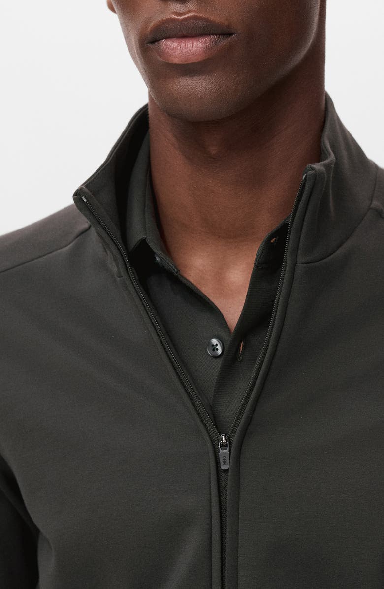 MANGO Regular Fit Performance Mock Neck Zip Sweatshirt, Alternate, color, Dark Green