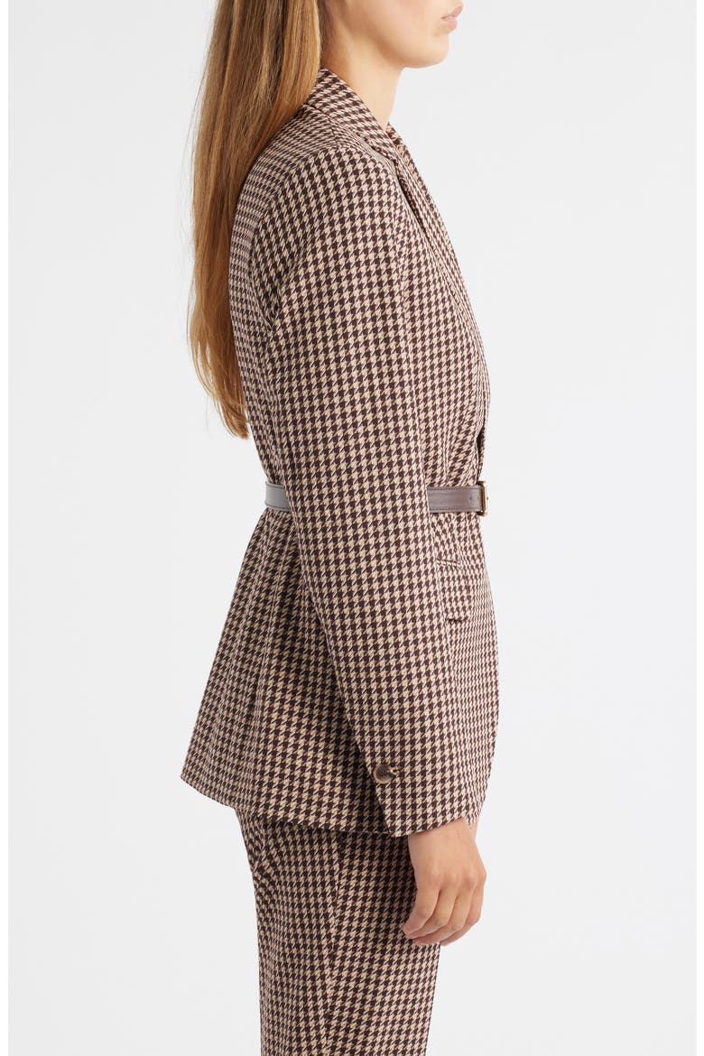 Houndstooth Belted Blazer, Alternate, color, LIGHT COFFEE MULTI