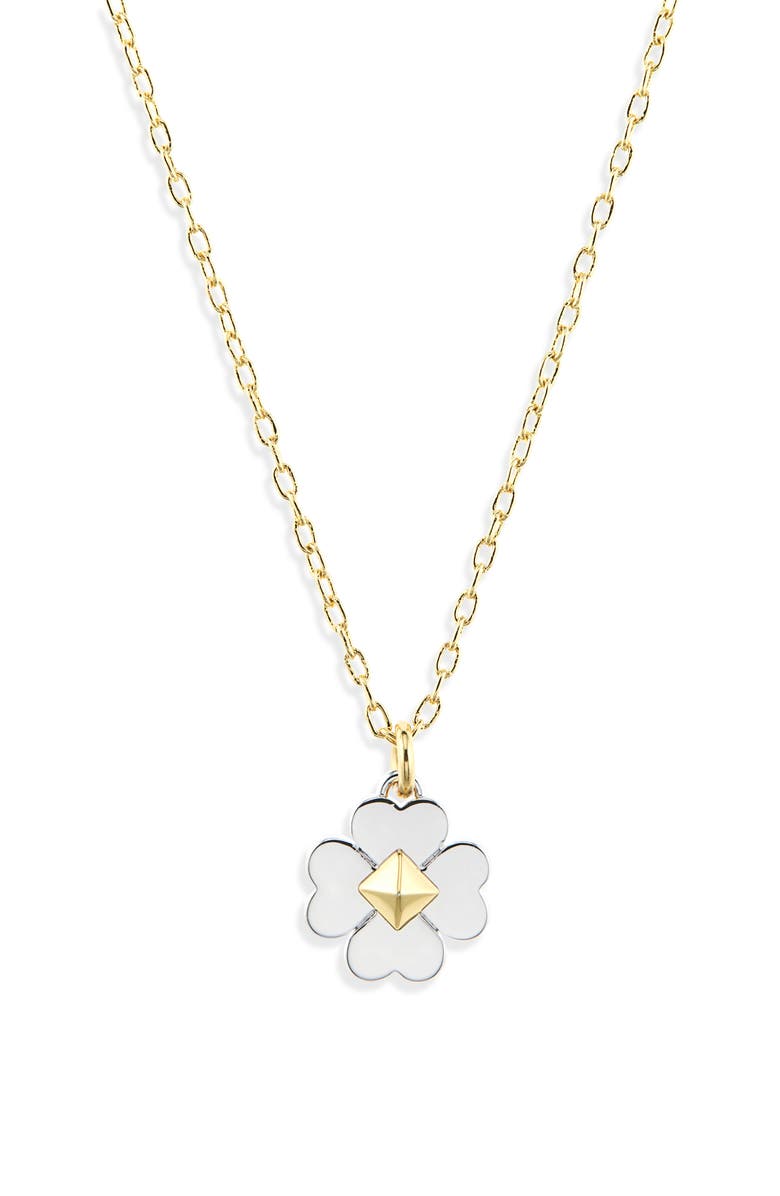 Kate Spade New York two-tone clover pendant necklace, Main, color, 