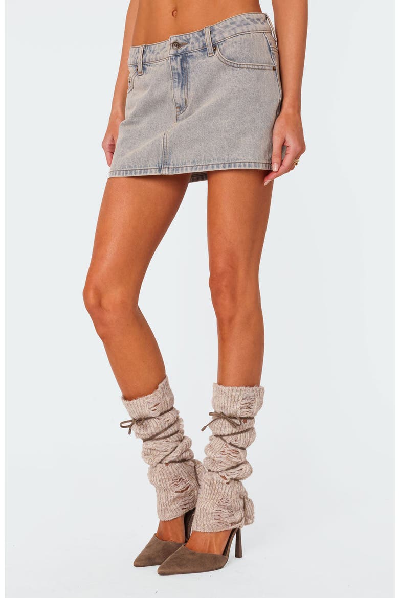 Low Rise Denim Miniskirt, Alternate, color, BLUE-WASHED