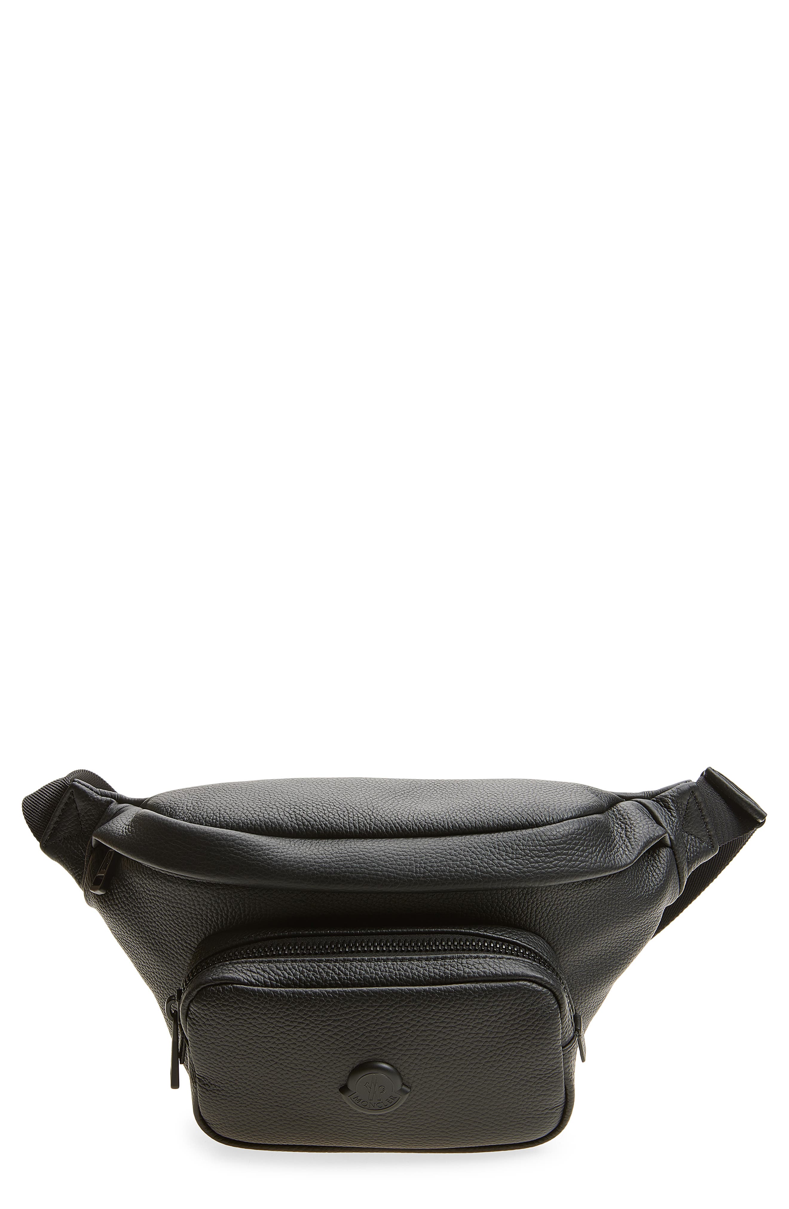 Moncler Durance Leather Belt Bag, Main, color, Black