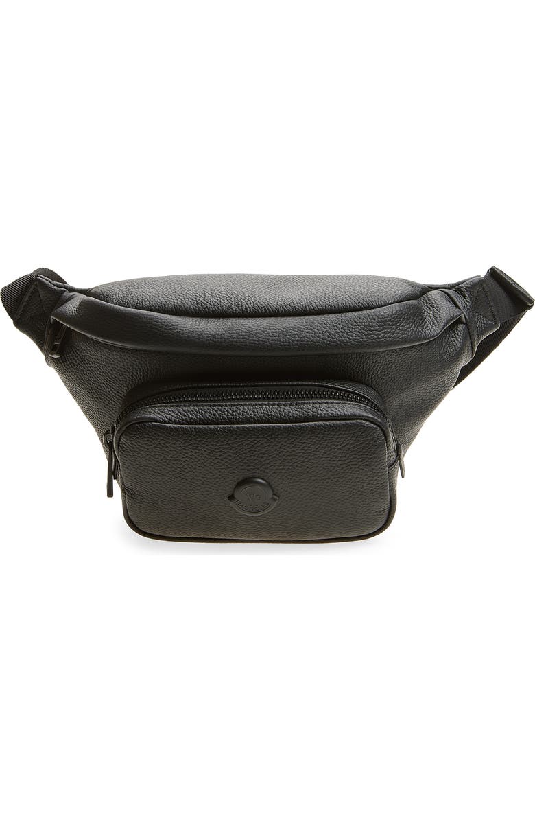 Moncler Durance Leather Belt Bag, Main, color, Black