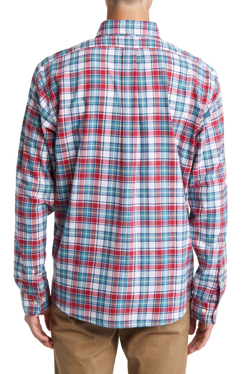 Brooks Brothers Plaid Brushed Cotton & Wool Flannel Button-Down Shirt, Alternate, color, 
