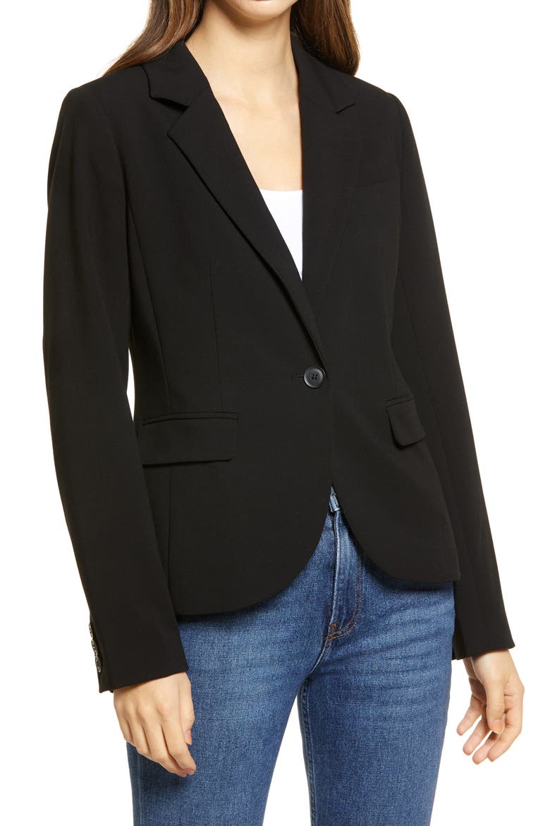 Twill Blazer, Alternate, color, BLACK