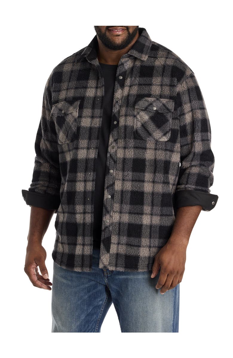 O'Neill Big & Tall Glacier Plaid Superfleece Flannel Shirt Jacket, Main, color, Phantom