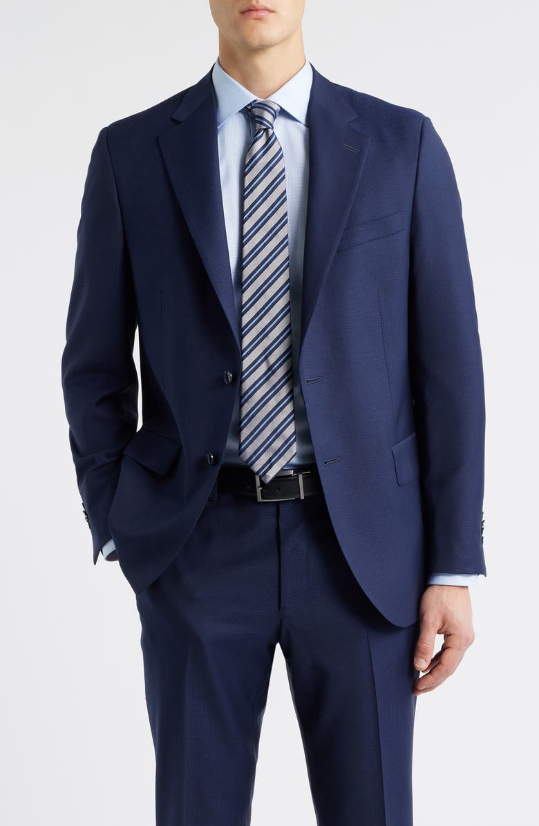 Peter Millar Hartford Classic Fit Navy Textured Check Wool Suit, Alternate, color, Navy